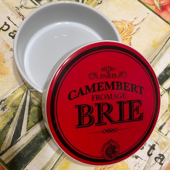 Camembert Brie Fromage/Cheese Porcelain Storage Container, red/black/white - Picture 2 of 12